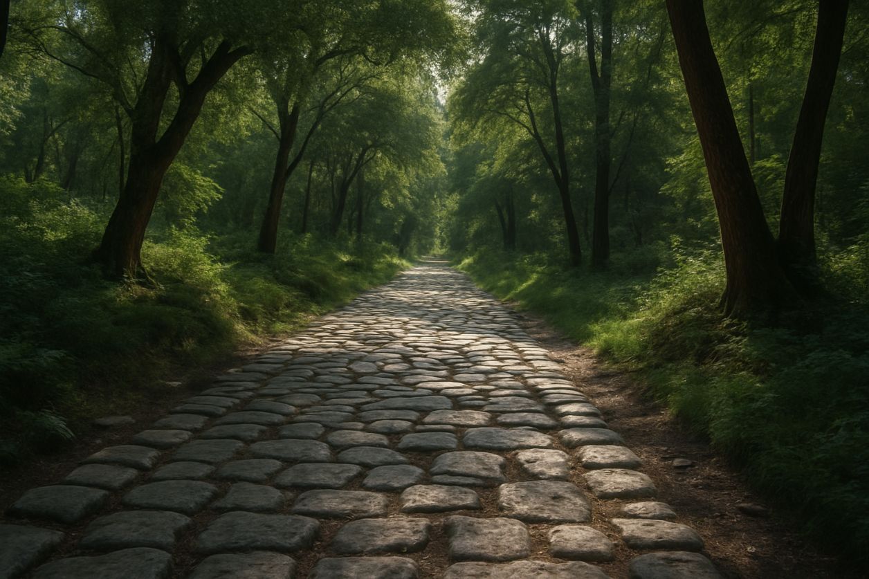 Sur les anciens chemins romains à pied